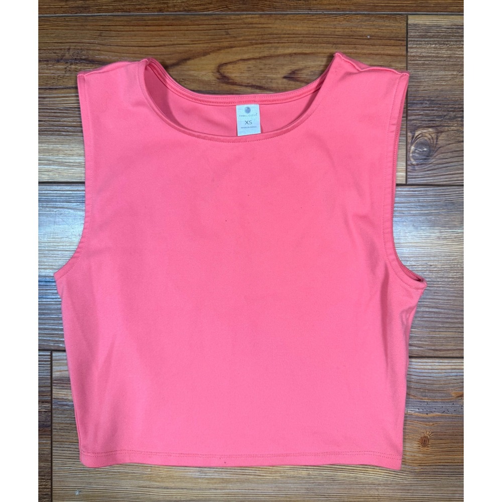 Yogalicious Womens XS Coral Pink Sleeveless Crop Top Activewear Yoga Tank